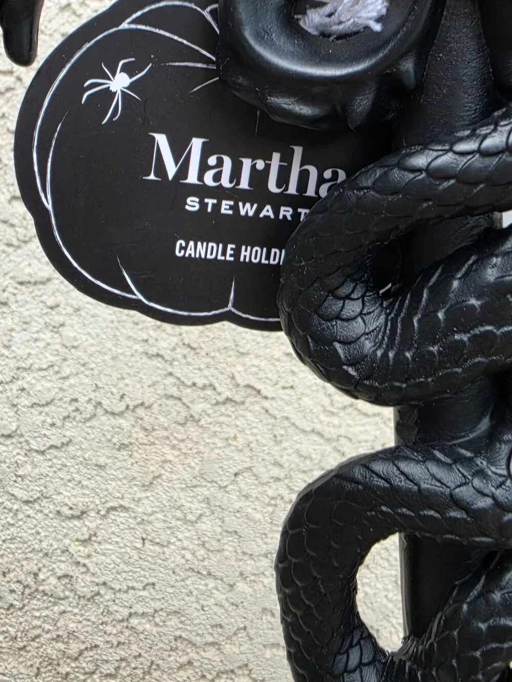 Martha Stewart Matte Black Snake & Butterfly Three-Arm Candelabra Halloween NWT